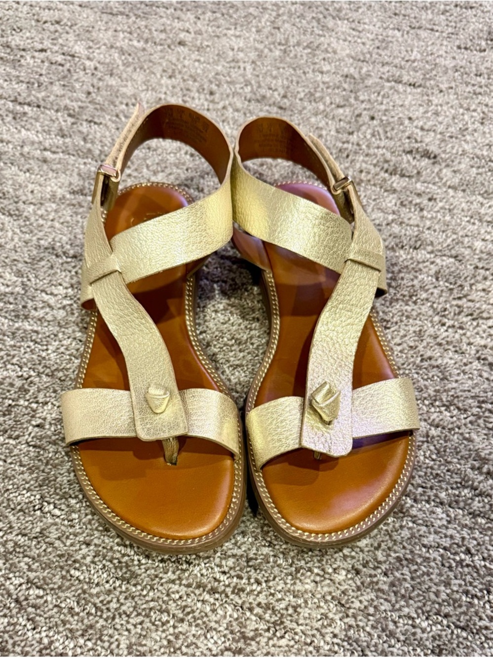 Franco Sarto Gold Leather Strappy Sandals